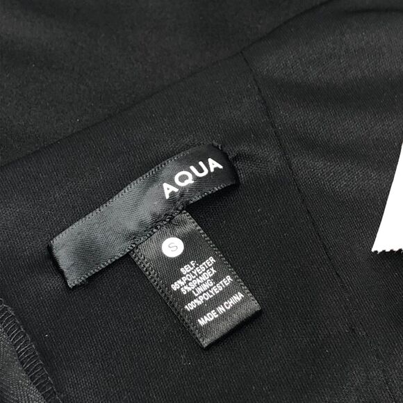 NEW Aqua Portrait Collar Twist Front Off Shoulder Dress Black Womens Small - Picture 5 of 7